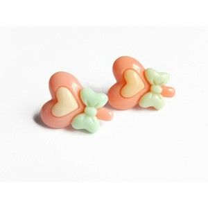 Peach Pink Heart Lollipop Earrings